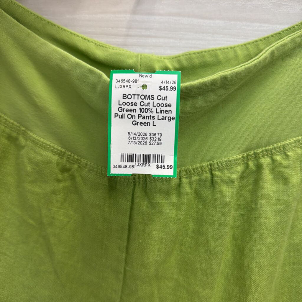 Cut Loose Green 100% Linen Pull On Pants Large