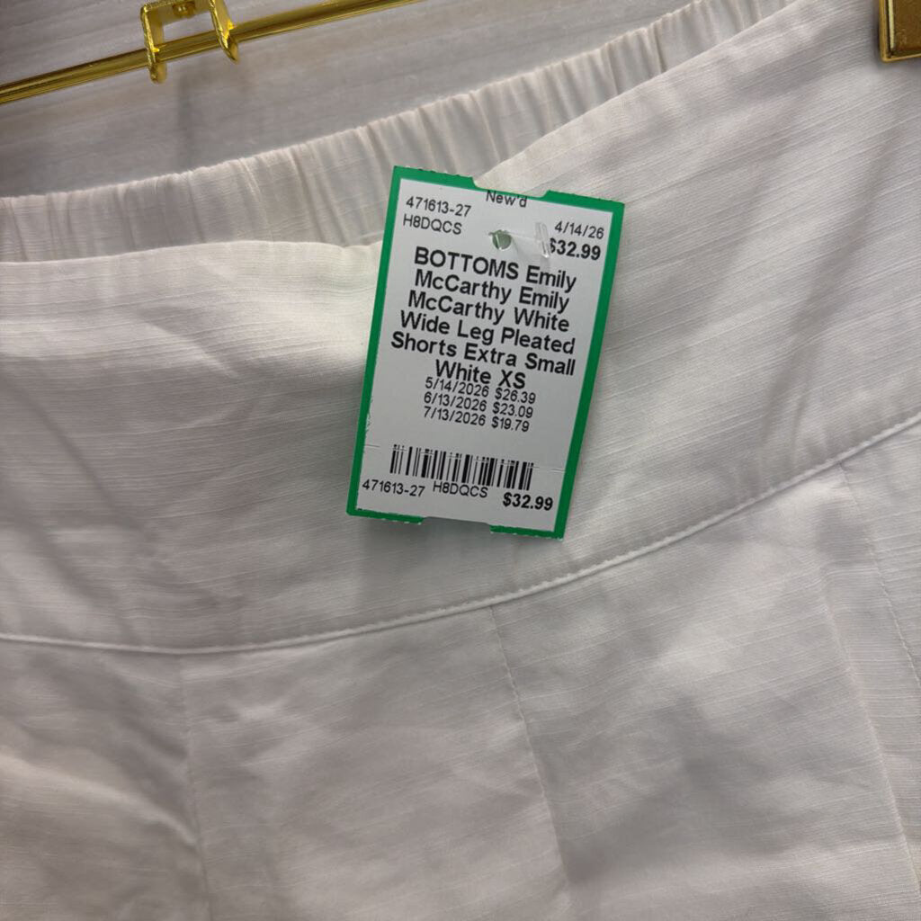 Emily McCarthy White Wide Leg Pleated Shorts Extra Small