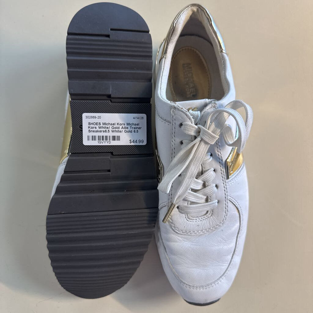 Michael Kors White/ Gold Allie Trainer Sneakers6.5