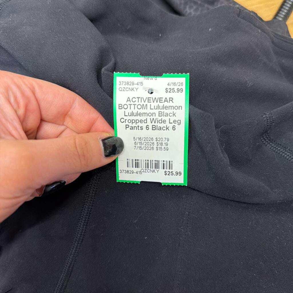 Lululemon Black Cropped Wide Leg Pants 6