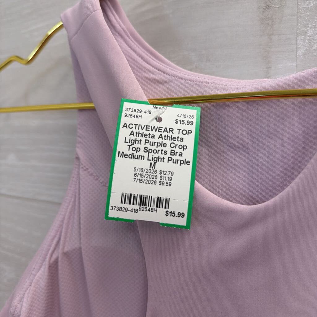Athleta Light Purple Crop Top Sports Bra Medium