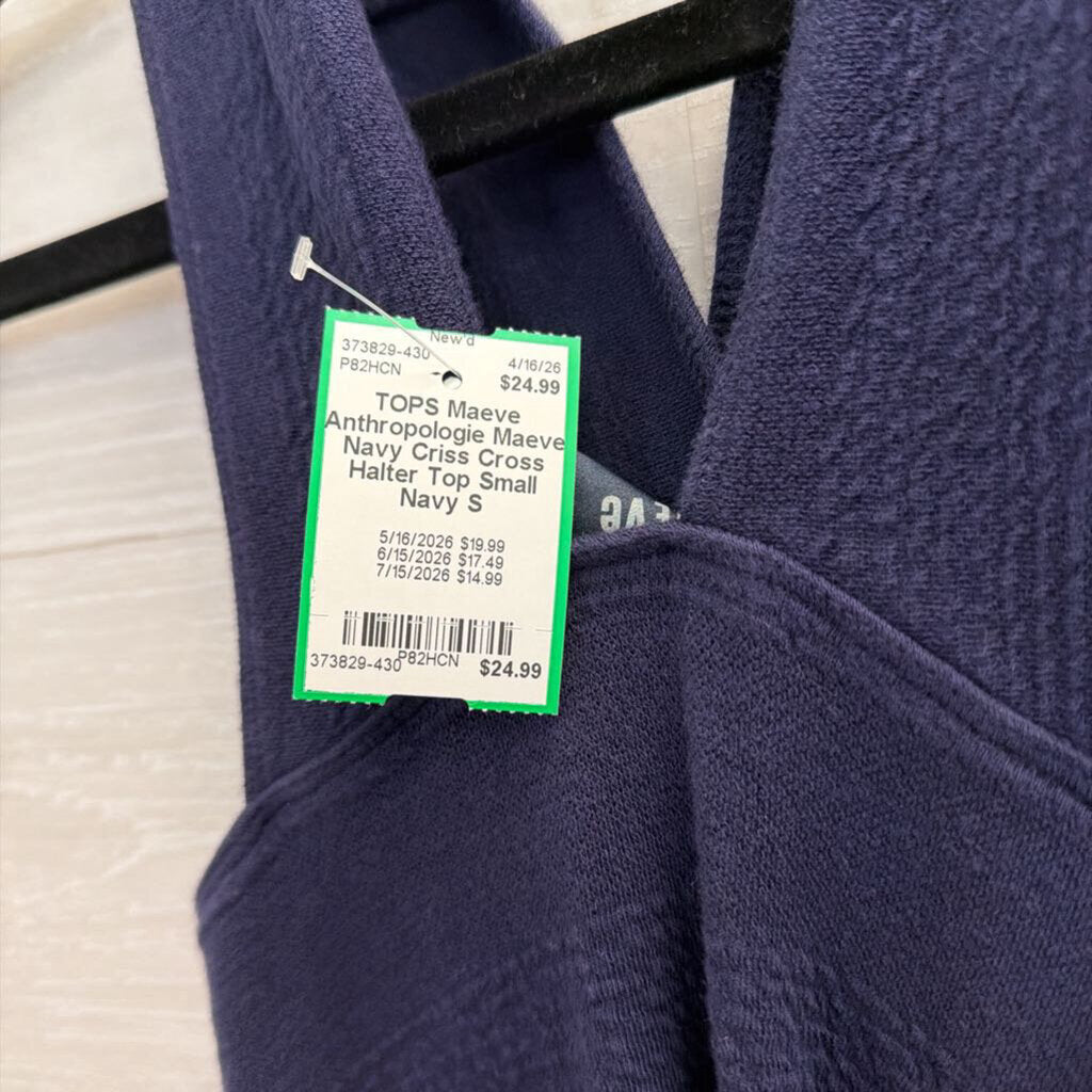 Anthropologie Maeve Navy Criss Cross Halter Top Small