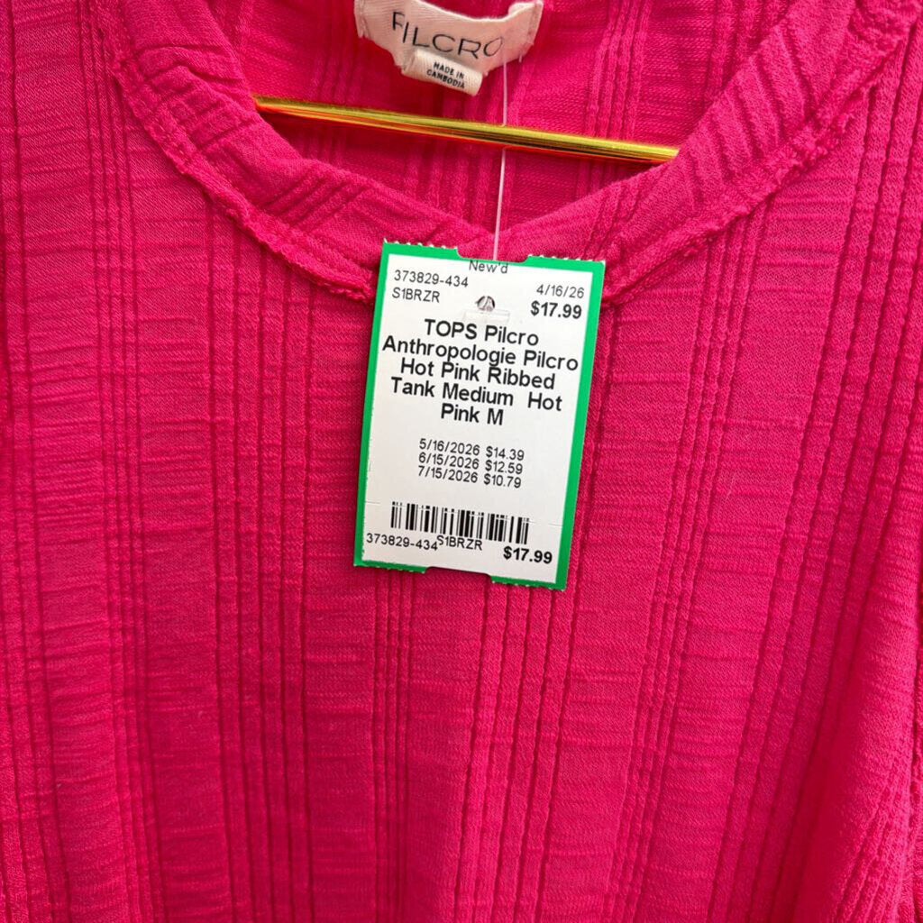 Anthropologie Pilcro Hot Pink Ribbed Tank Medium