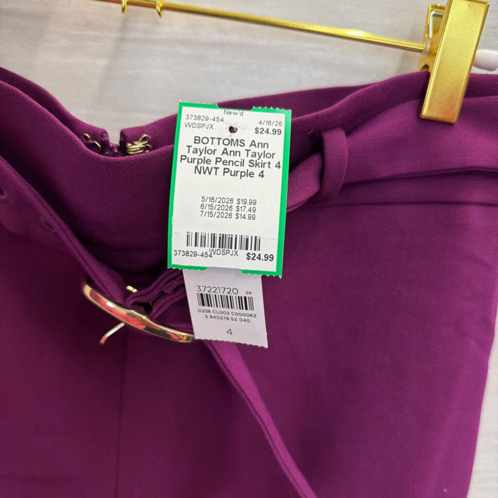 Ann Taylor Purple Pencil Skirt 4 NWT