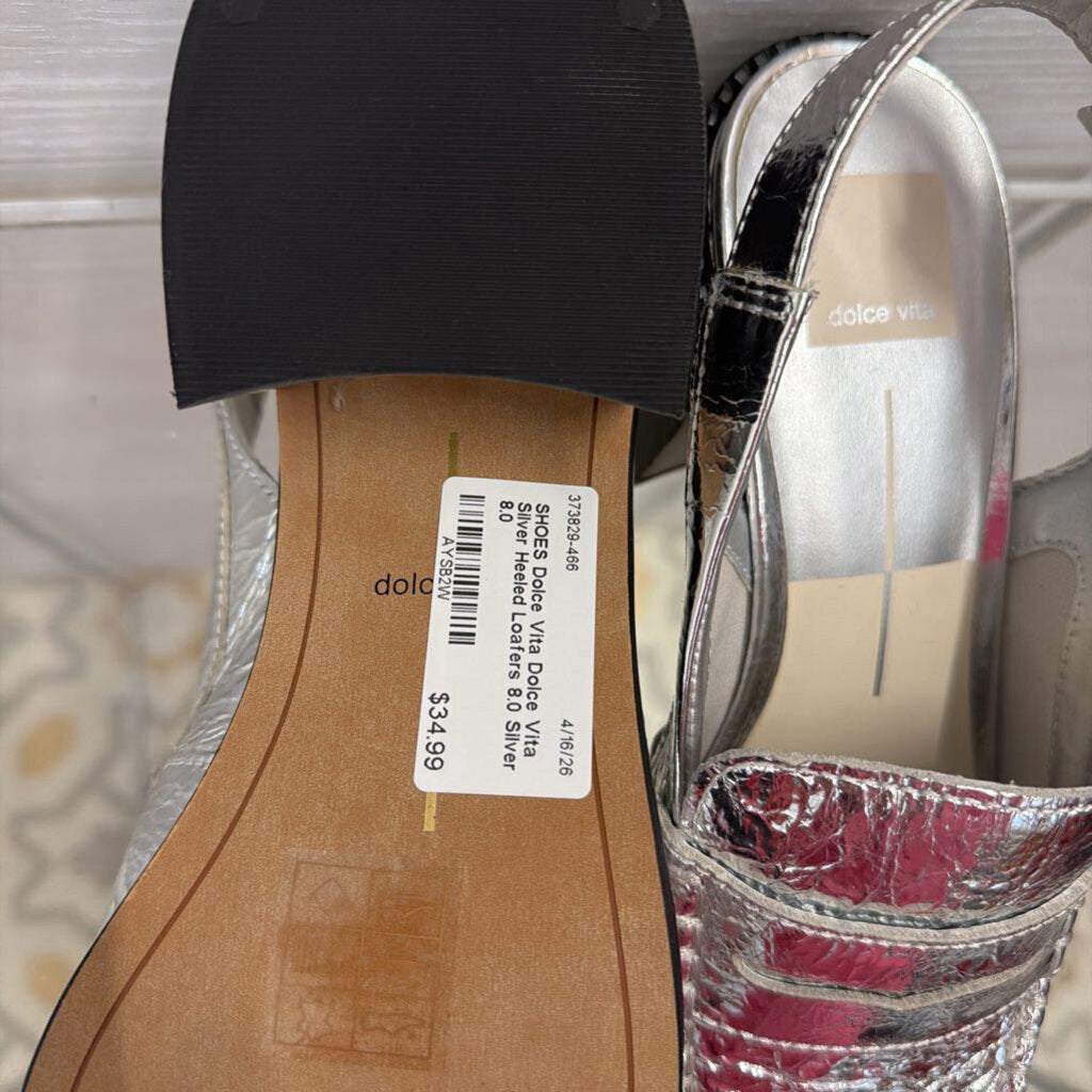 Dolce Vita Silver Heeled Loafers 8.0