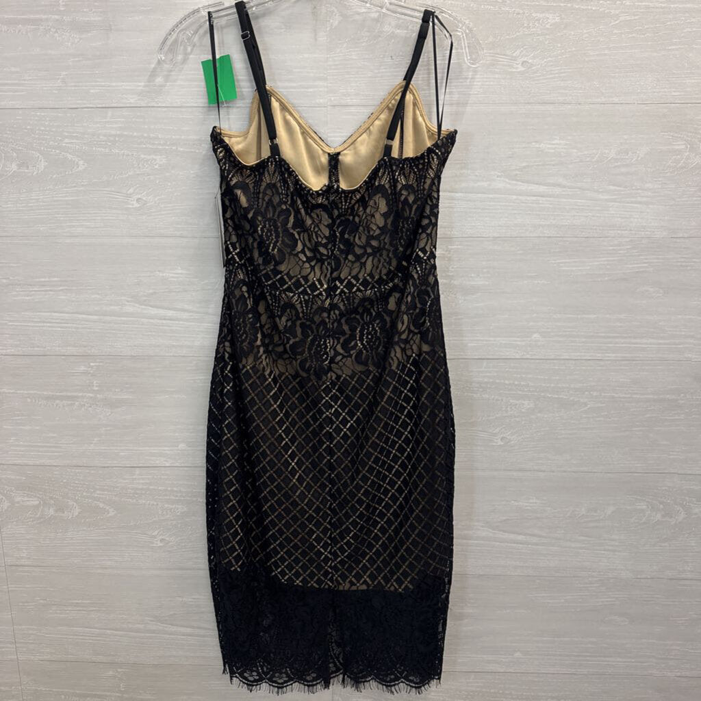 Lulu's Black Ruched Midi Fitted Dress Large