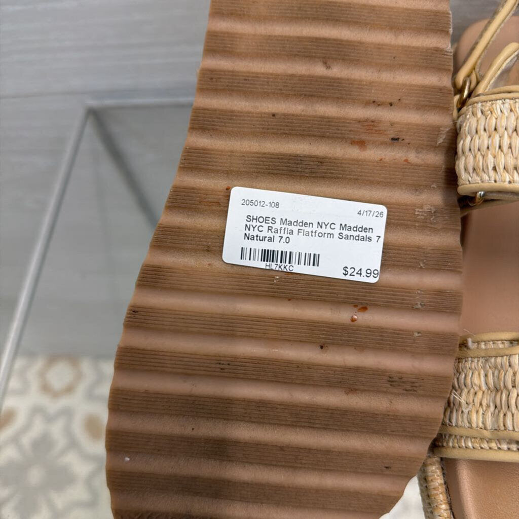 Madden NYC Raffia Flatform Sandals 7
