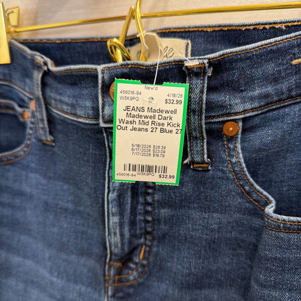 Madewell Dark Wash Mid Rise Kick Out Jeans 27
