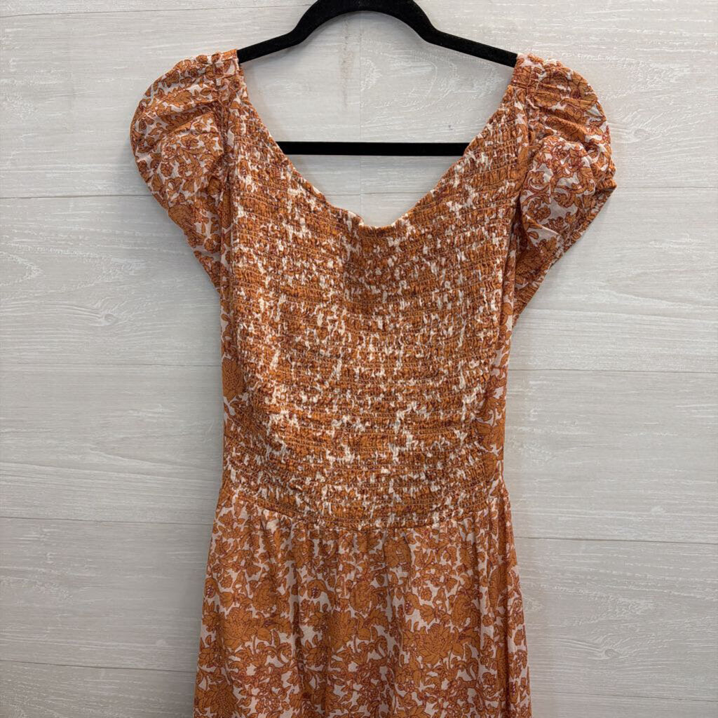 Free People Cream/ Orange Floral Print Short Sleeve Ultraviolet Maxi D newdsalem Free People Cream/ Orange Floral Print Short Sleeve Ultraviolet Maxi D newdsalem