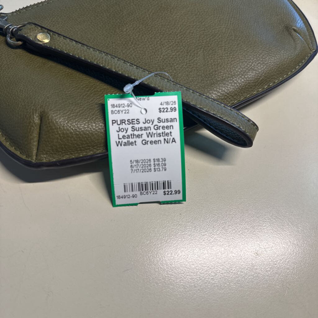 Joy Susan Green Leather Wristlet Wallet