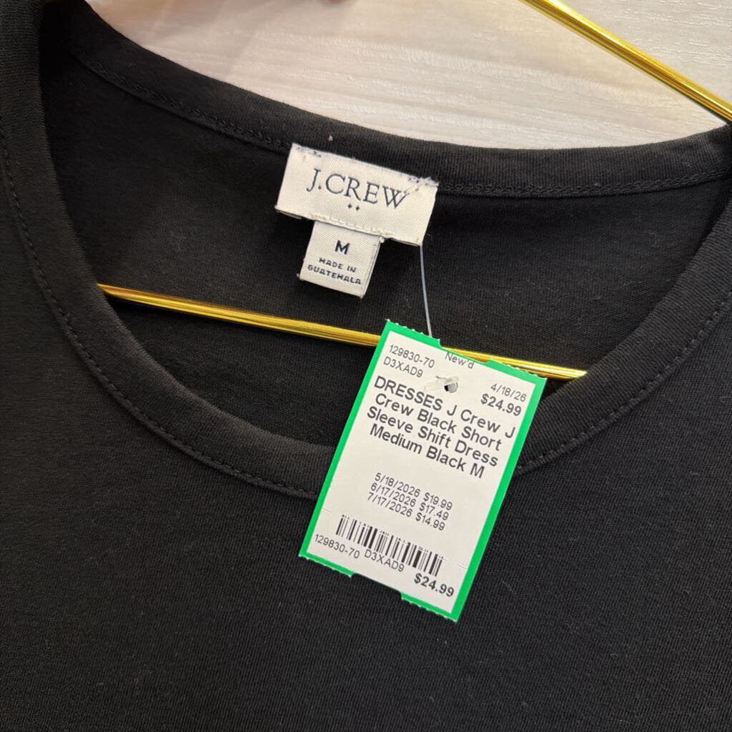 J Crew Black Short Sleeve Shift Dress Medium