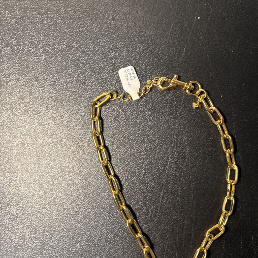 Chunky Gold Chain Necklace with Ball Pendant