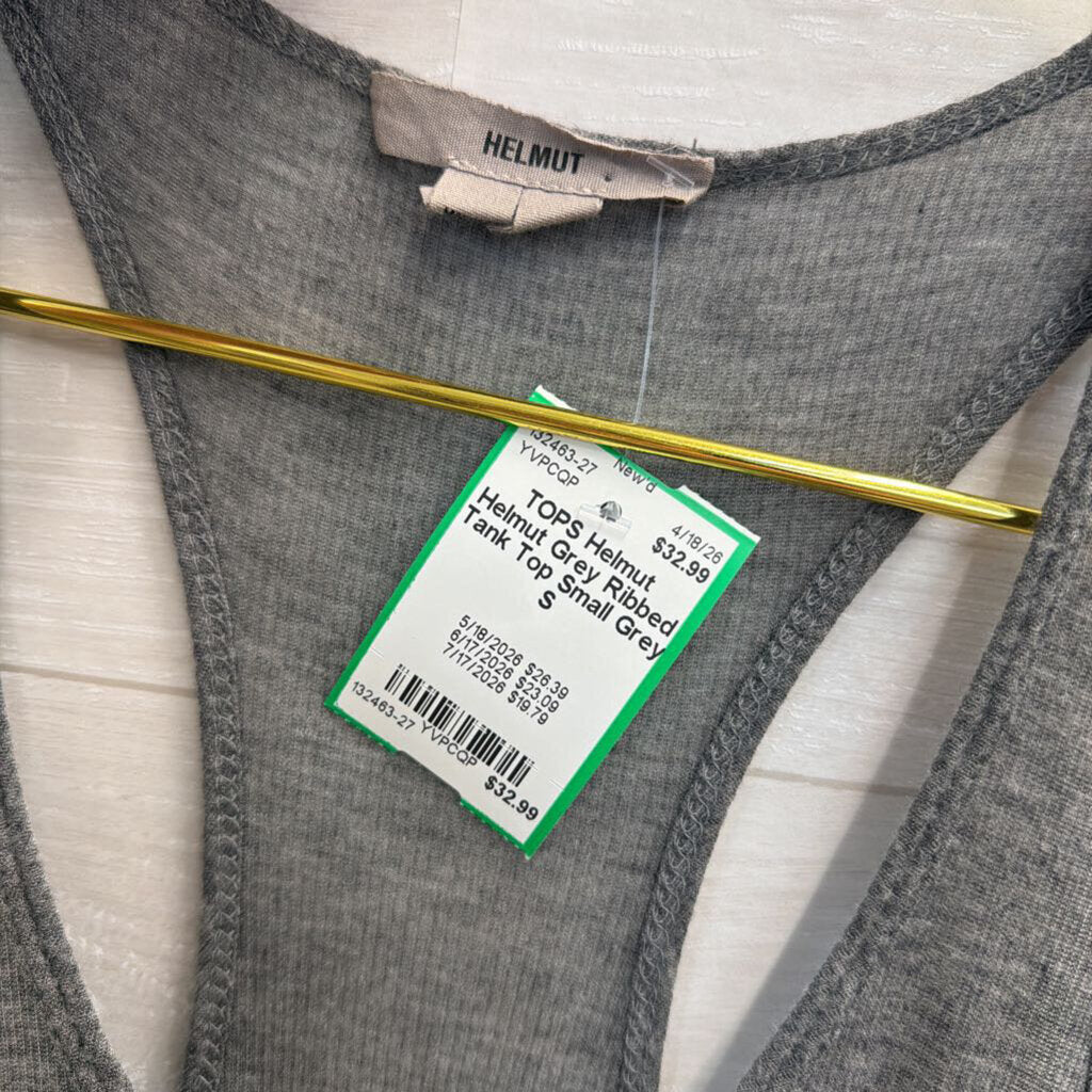 Helmut Grey Ribbed Tank Top Small