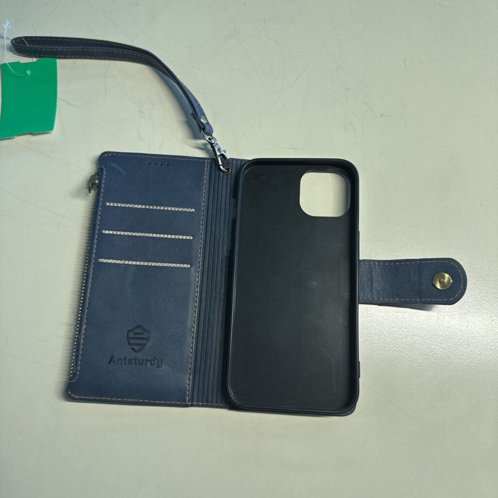 Antsturdy Blue Leather Wallet Phone Case