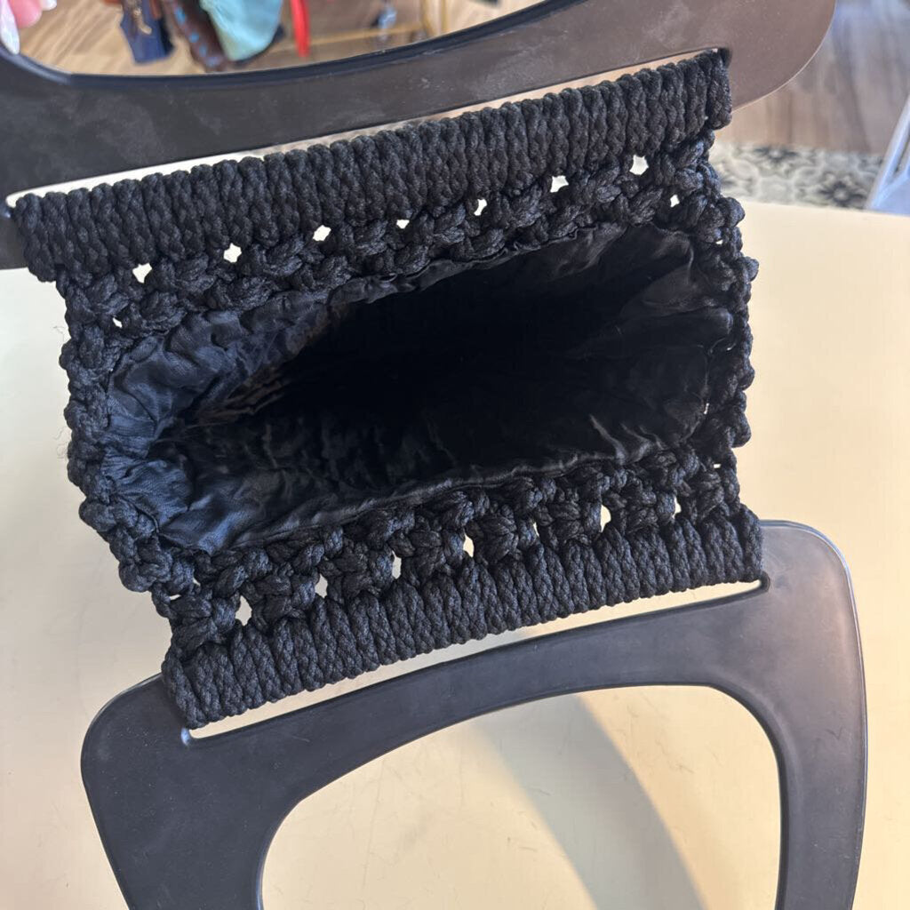 Vintage Black Woven Macrame Purse