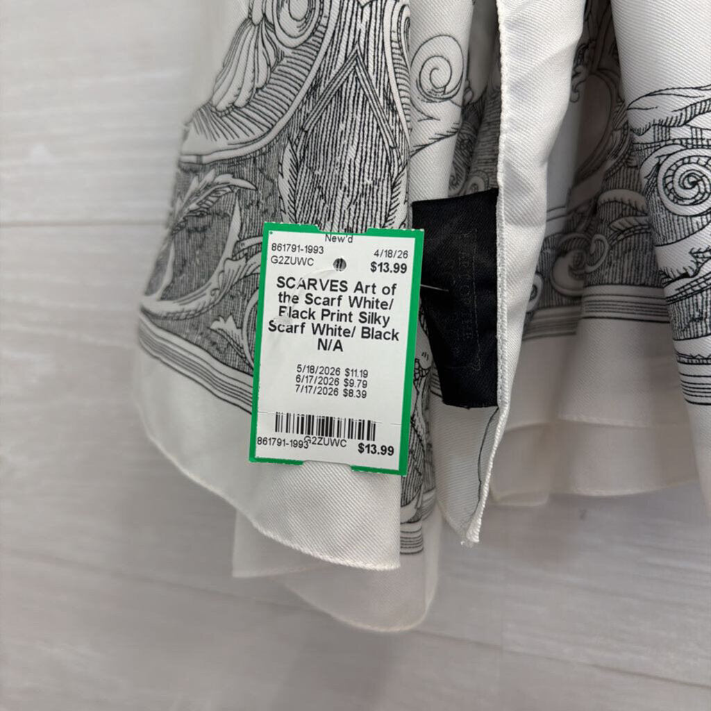 White/ Black Print Silky Scarf