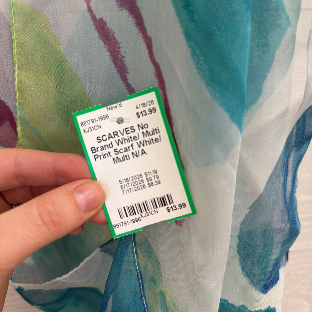 White/ Multi Print Scarf