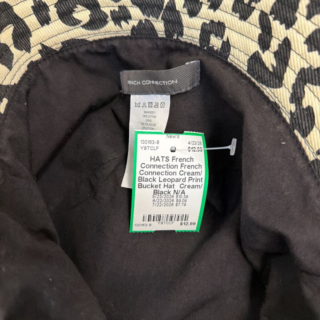 French Connection Cream/ Black Leopard Print Bucket Hat