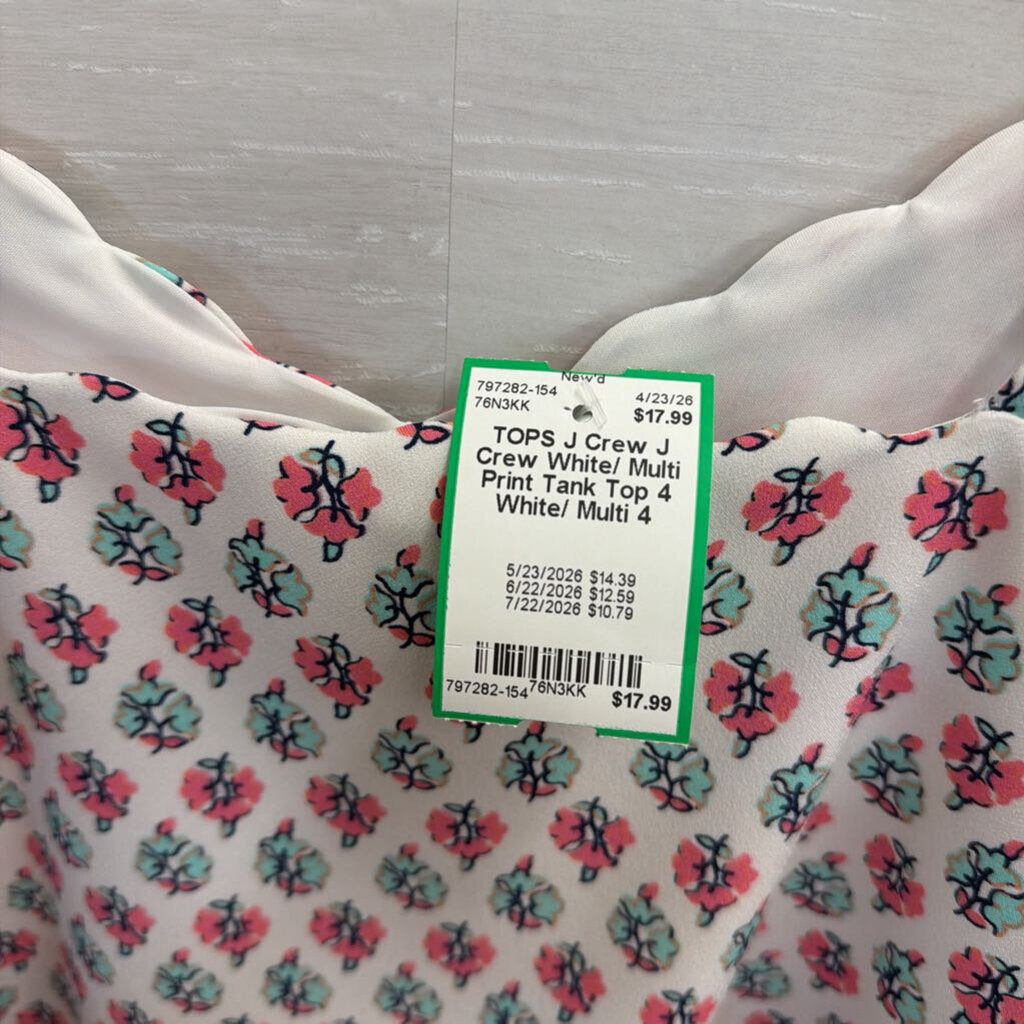 J Crew White/ Multi Print Tank Top 4