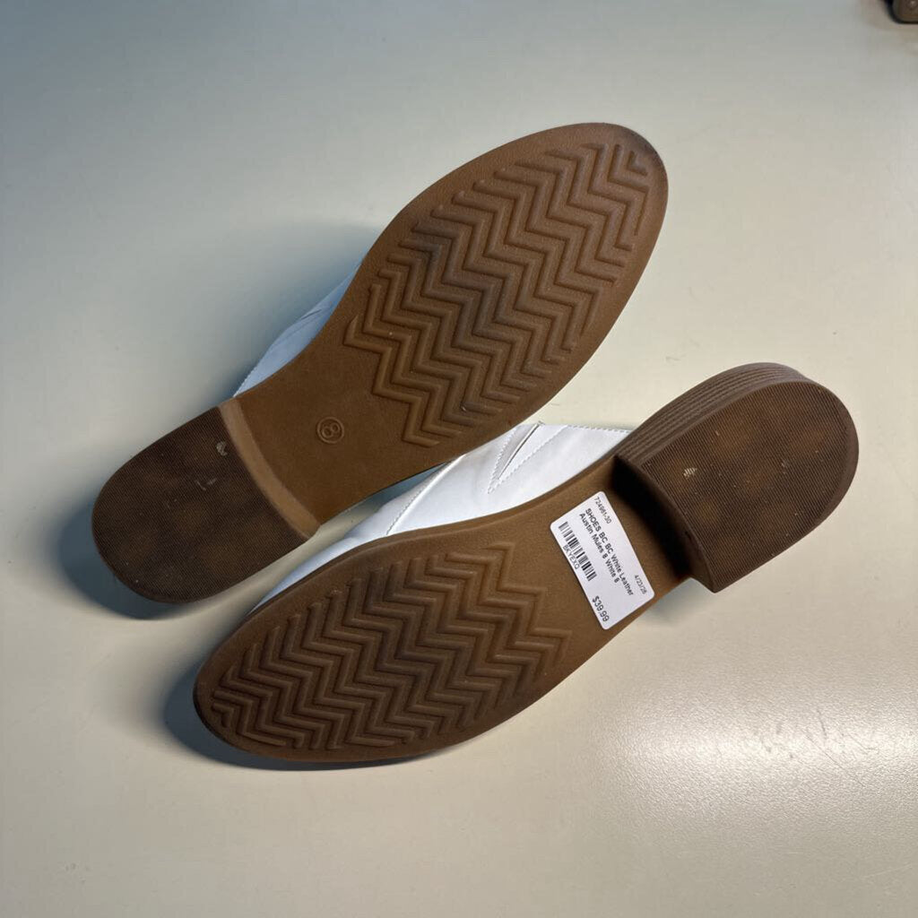 BC White Leather Austin Mules 8