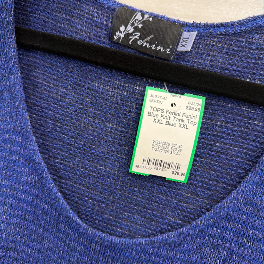 Fenini Blue Knit Tank Top XXL