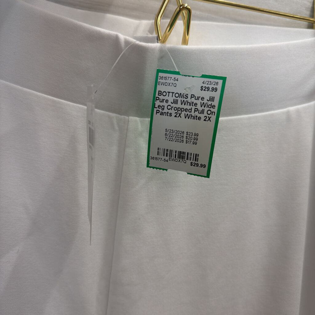 Pure Jill White Wide Leg Cropped Pull On Pants 2X