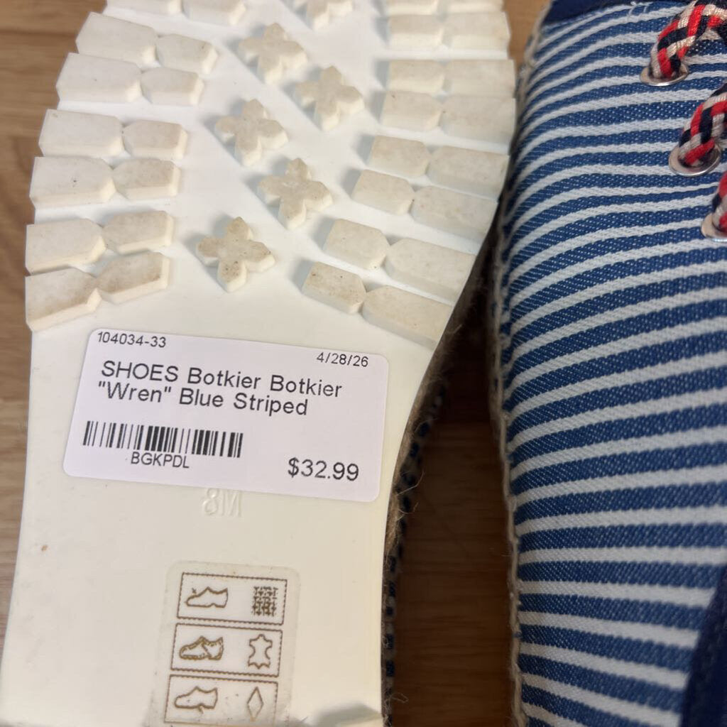 Botkier "Wren" Blue Striped Espadrilles 8.0
