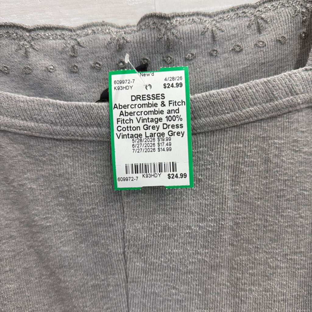 Abercrombie and Fitch Vintage 100% Cotton Grey Dress Vintage Large