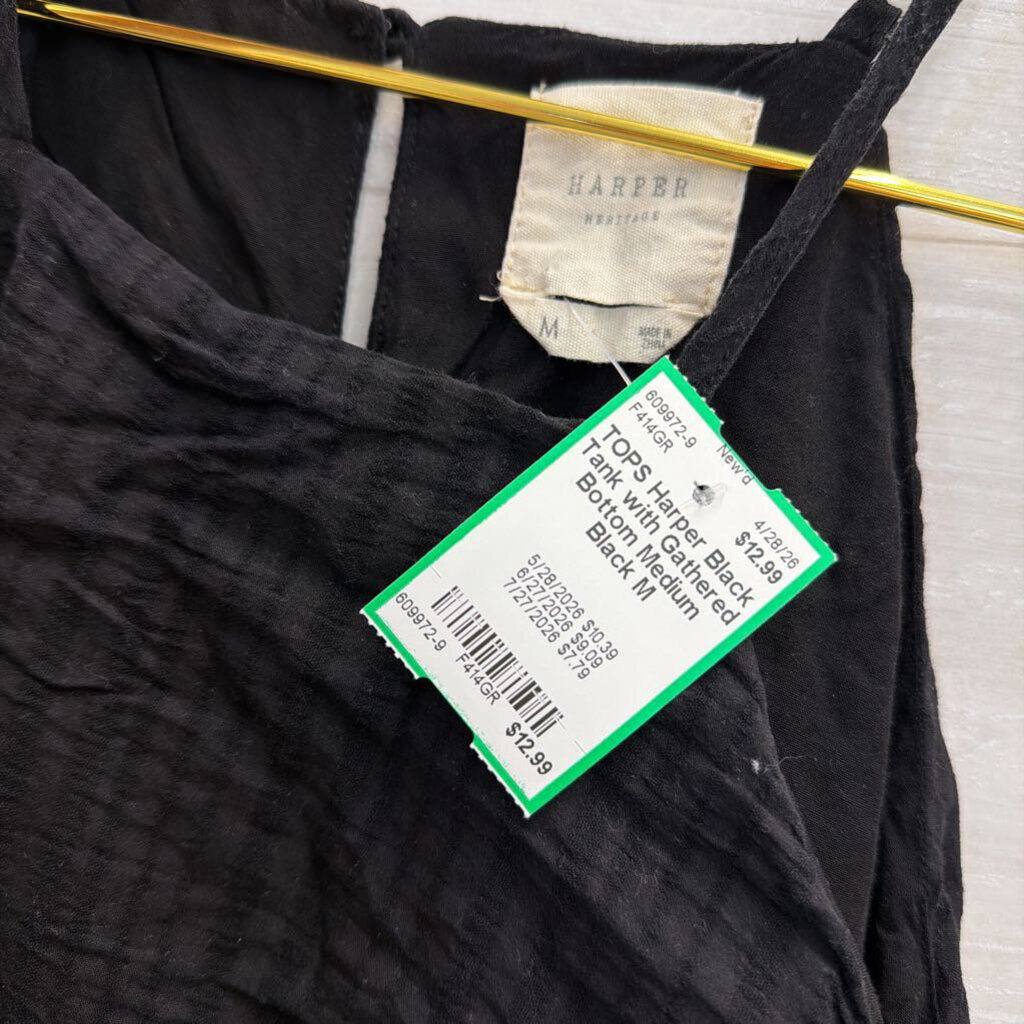 Black Tank with Gathered Bottom Medium