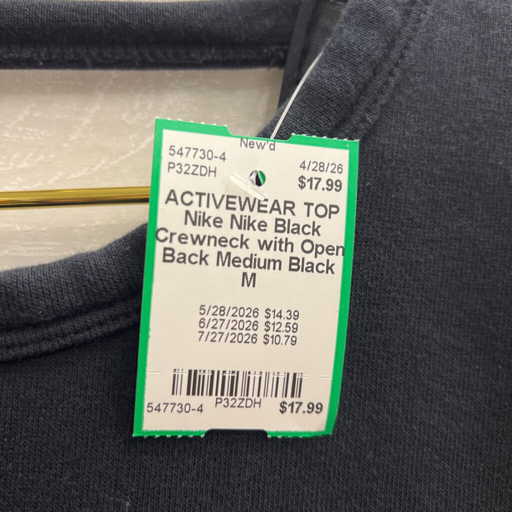 Nike Black Crewneck with Open Back Medium