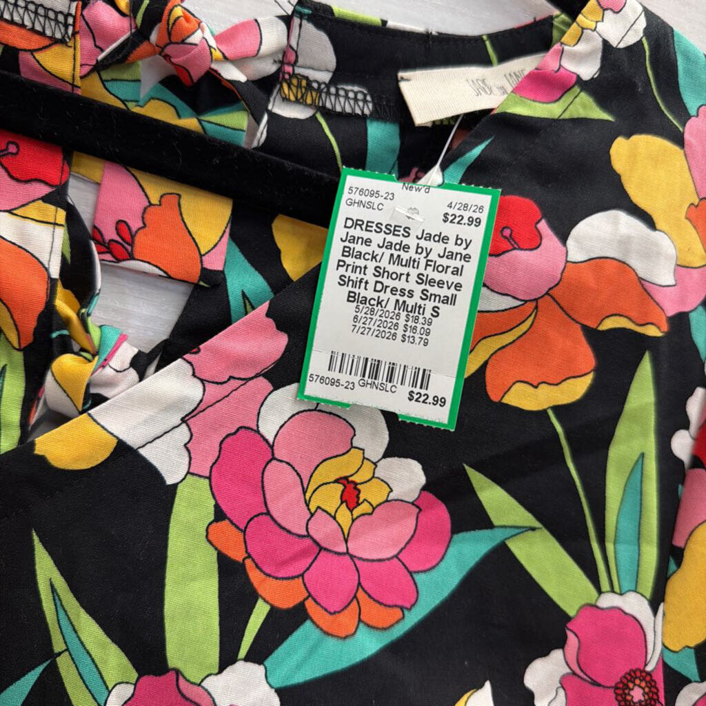 Jade by Jane Black/ Multi Floral Print Short Sleeve Shift Dress Small