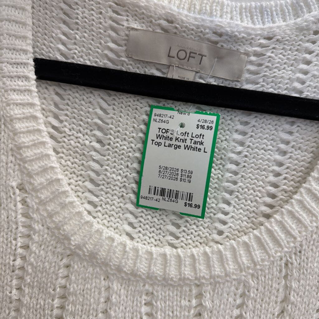 Loft White Knit Tank Top Large