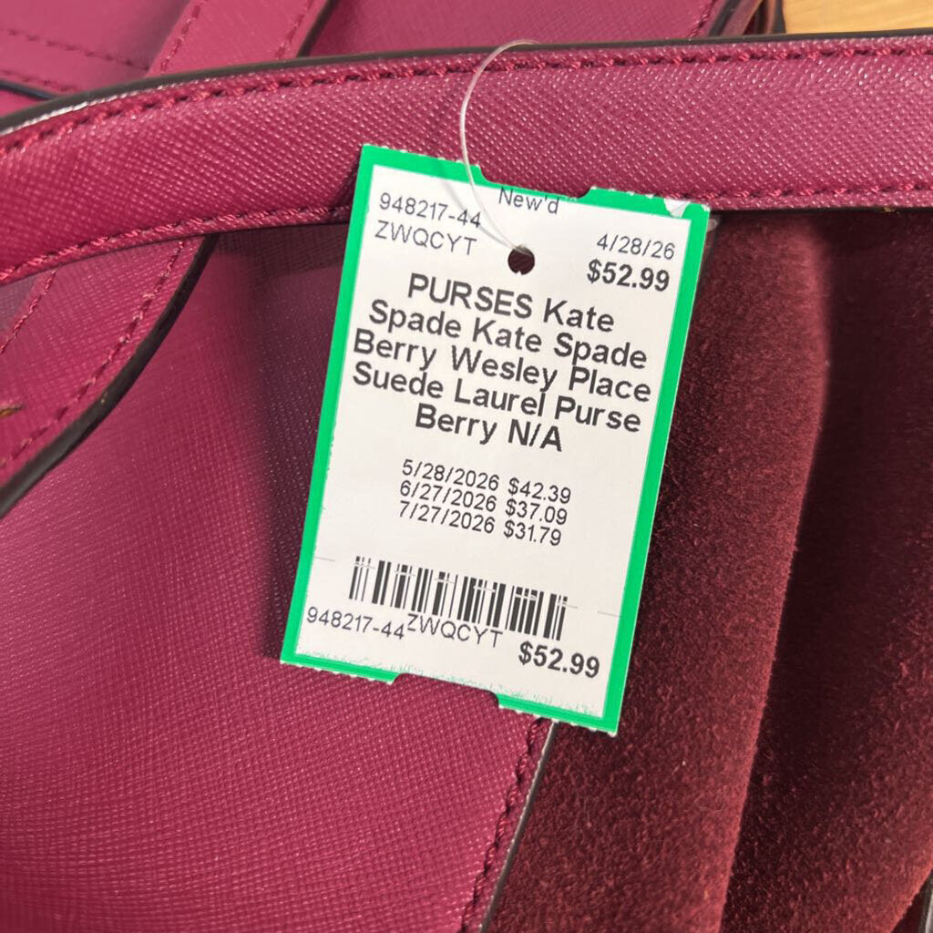 Kate Spade Berry Wesley Place Suede Laurel Purse