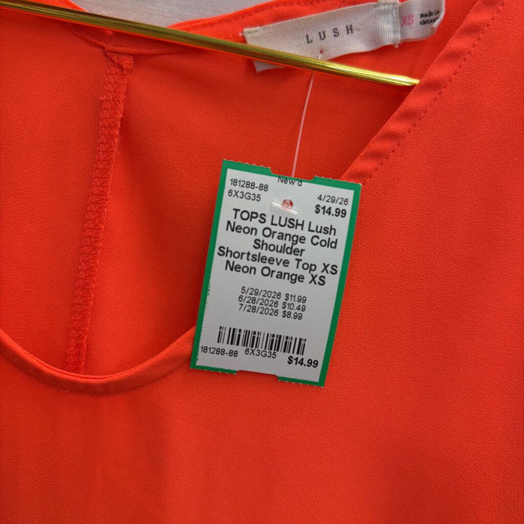 Lush Neon Orange Cold Shoulder Shortsleeve Top XS
