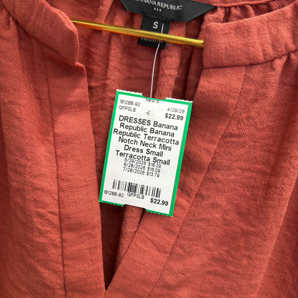 Banana Republic Terracotta Notch Neck Mini Dress Small