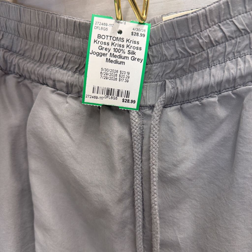 Kriss Kross Grey 100% Silk Jogger Medium