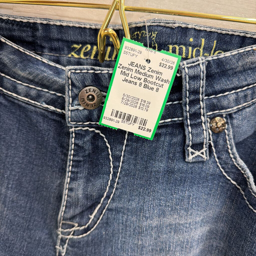 Zenim Medium Wash Mid Low Bootcut Jeans 8