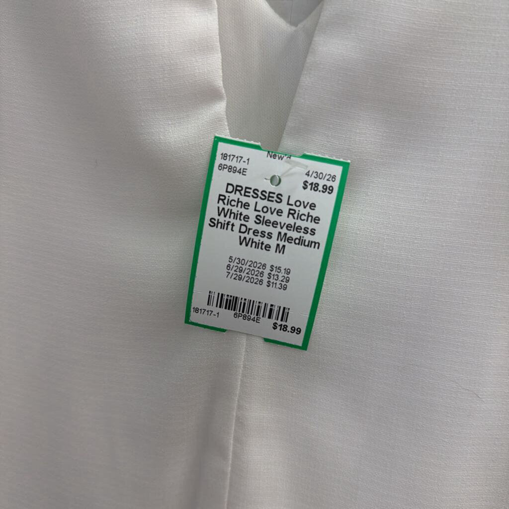 Love Riche White Sleeveless Shift Dress Medium