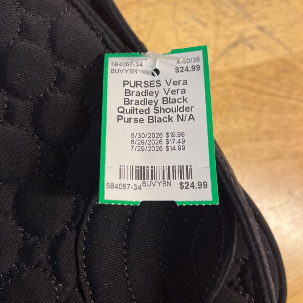 Vera Bradley Black Quilted Shoulder Purse