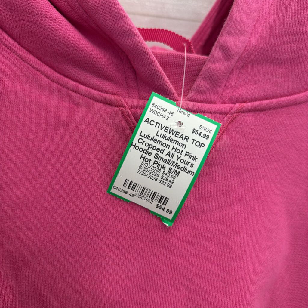 Lululemon Hot Pink Cropped All Yours Hoodie Small/Medium