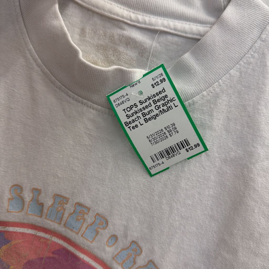 Sunkissed Beige Beach Bum Graphic Tee L