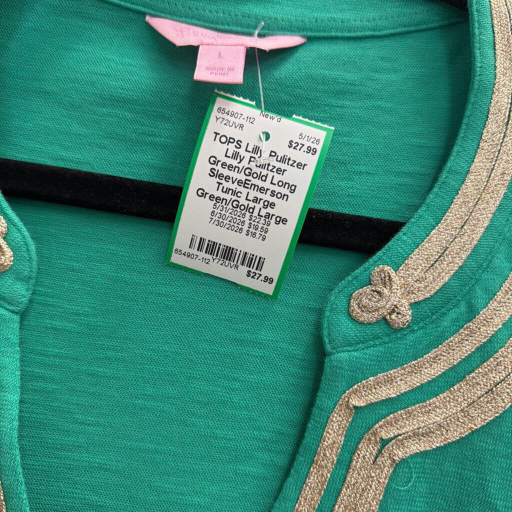 Lilly Pulitzer Green/Gold Long SleeveEmerson Tunic Large