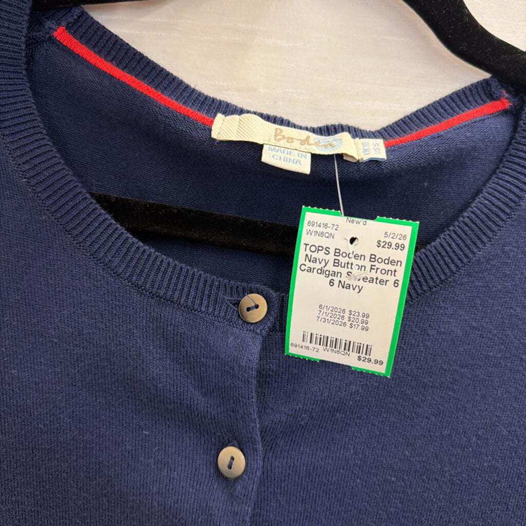 Boden Navy Button Front Cardigan Sweater 6
