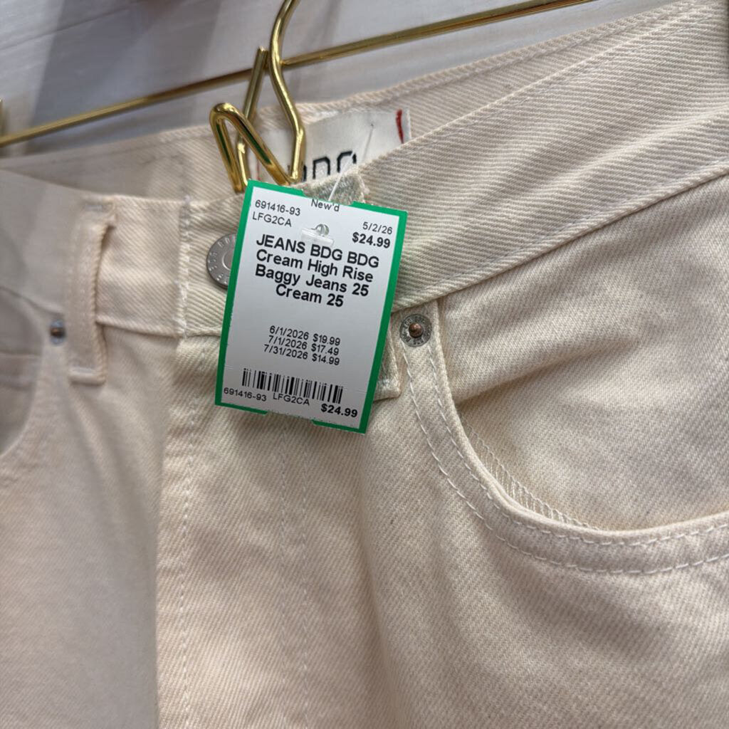 BDG Cream High Rise Baggy Jeans 25