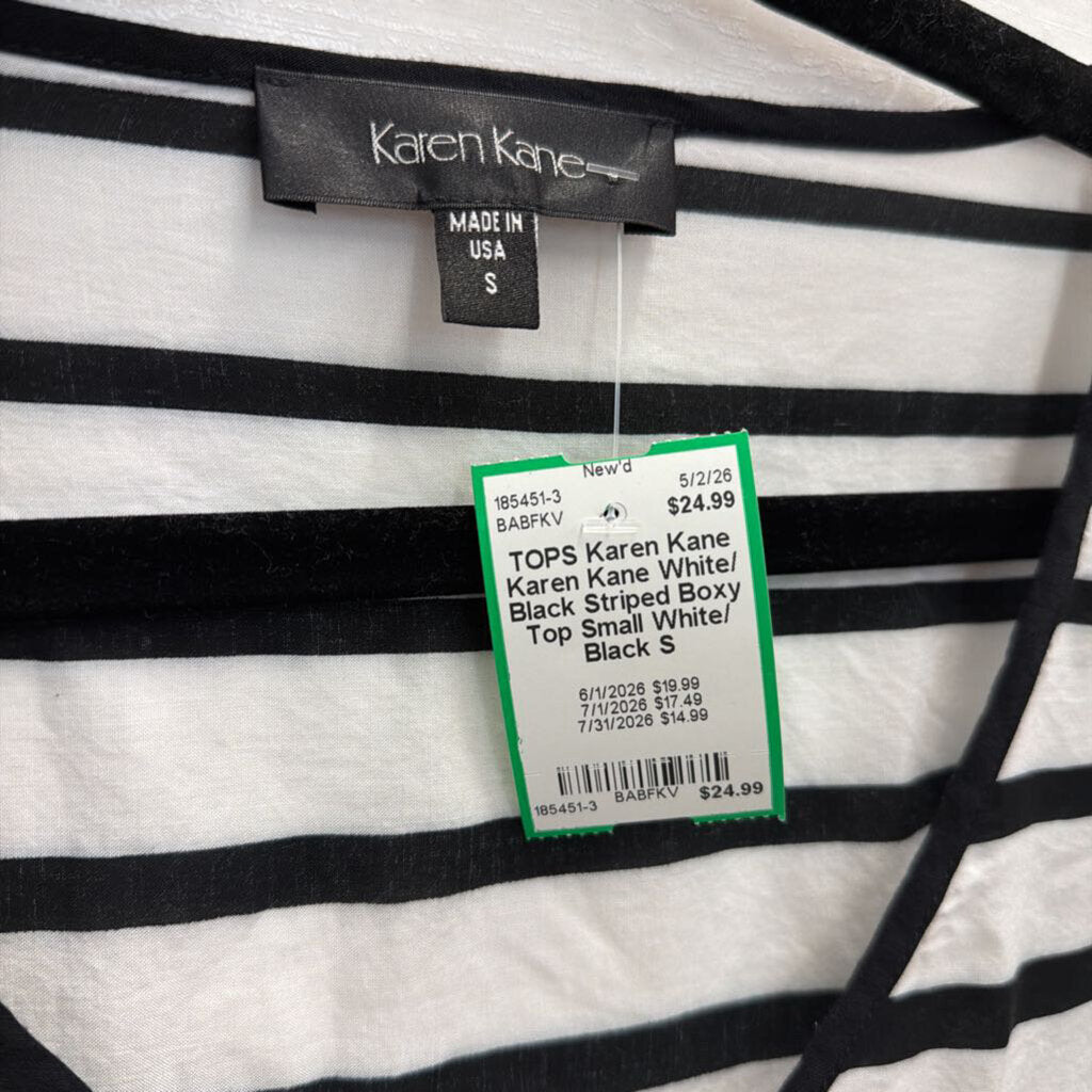 Karen Kane White/ Black Striped Boxy Top Small