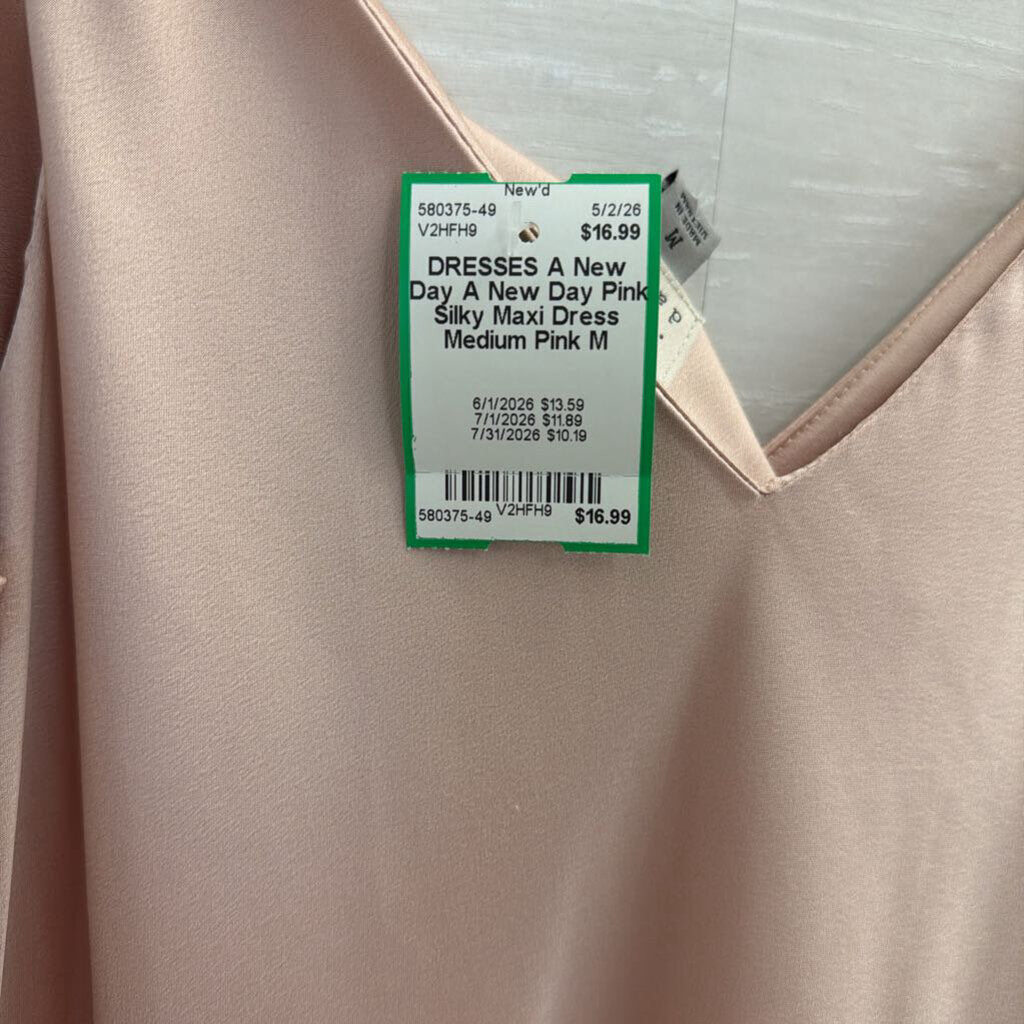 A New Day Pink Silky Maxi Dress Medium