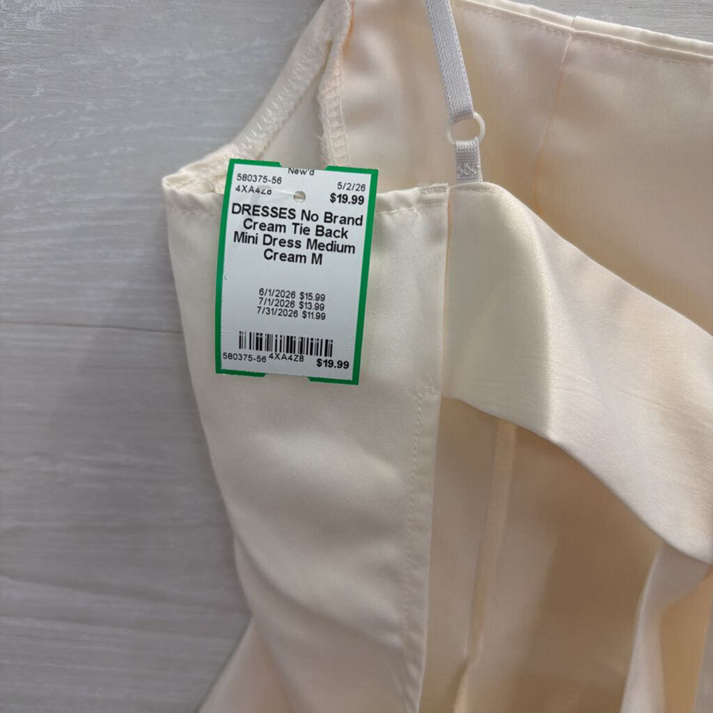 Cream Tie Back Mini Dress Medium