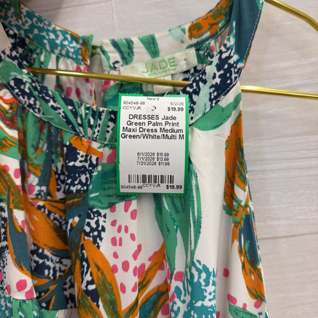 Green Palm Print Maxi Dress Medium