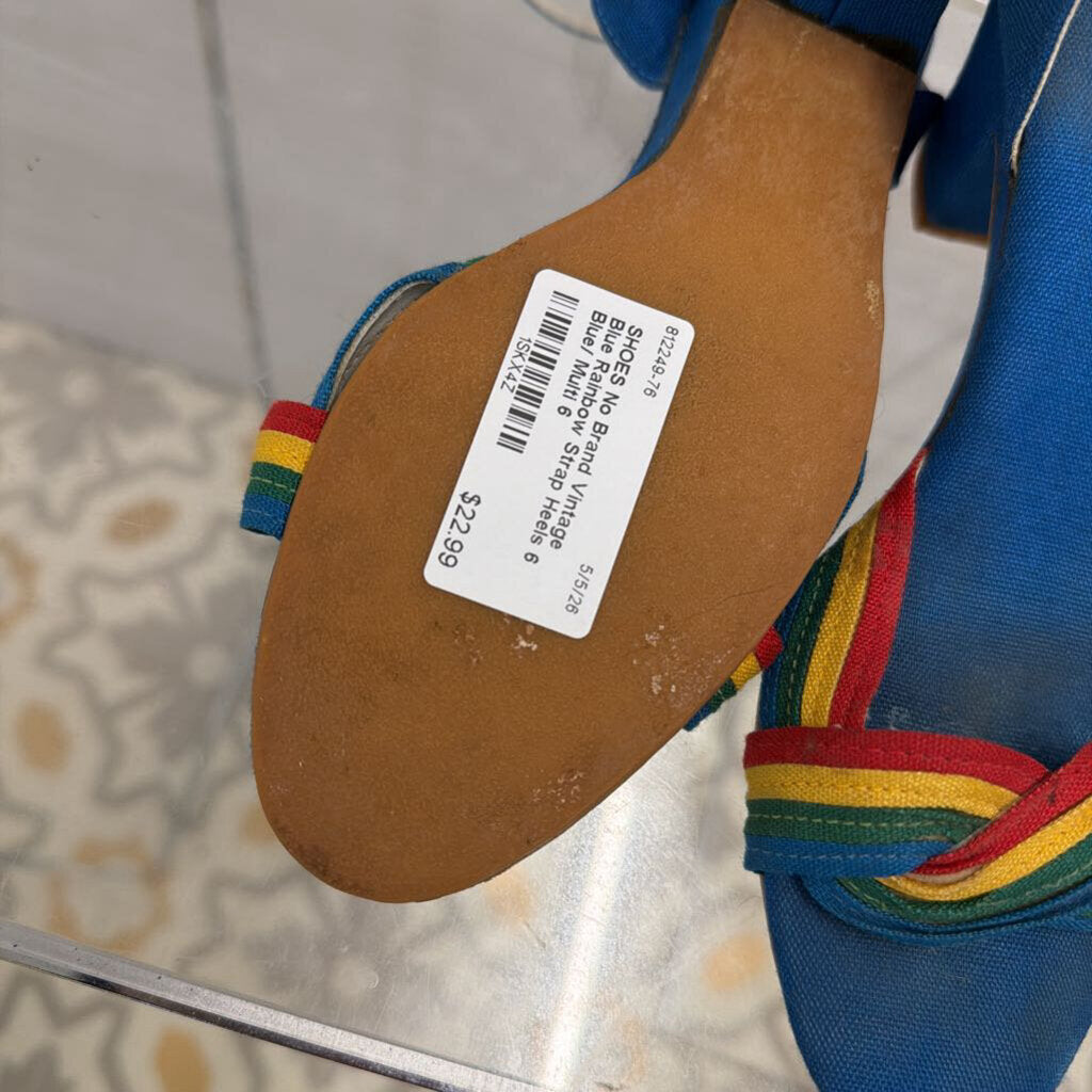 Vintage Blue Rainbow Strap Heels 6