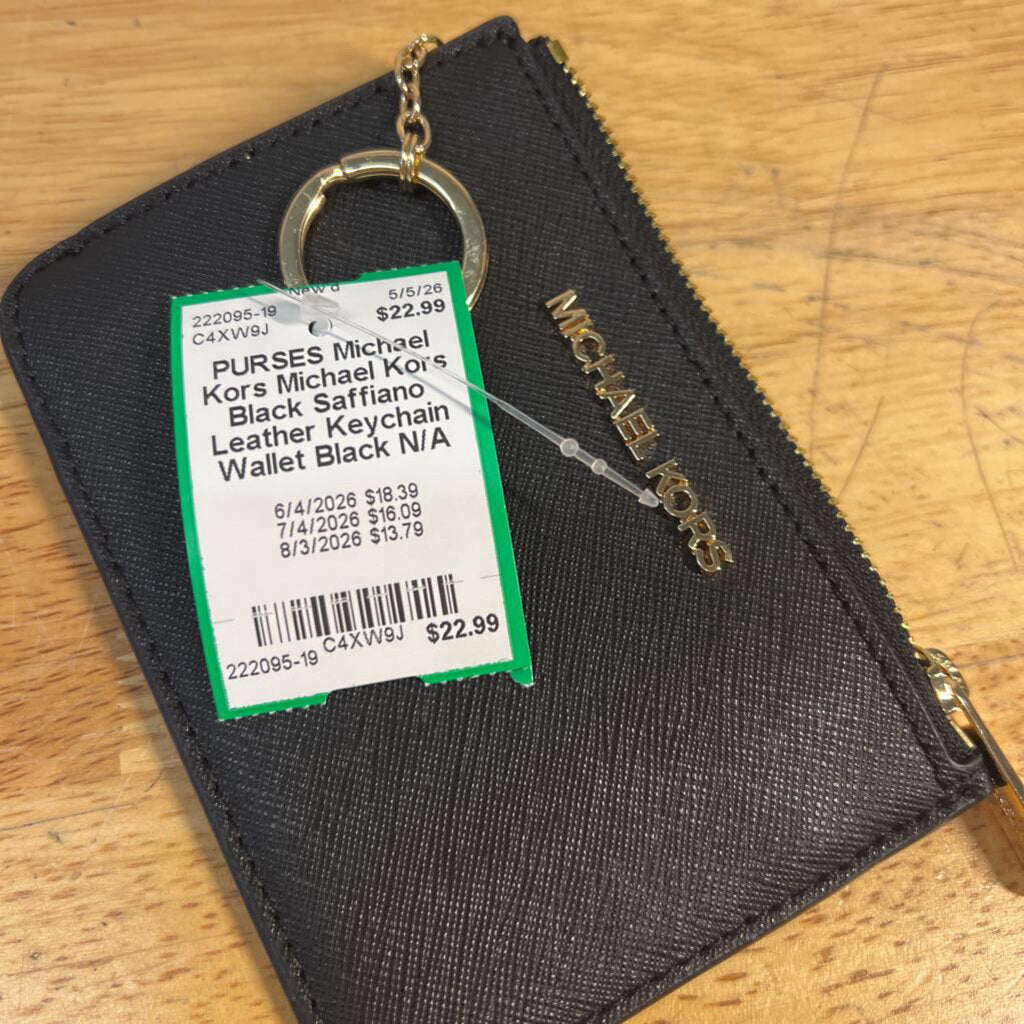 Michael Kors Black Saffiano Leather Keychain Wallet